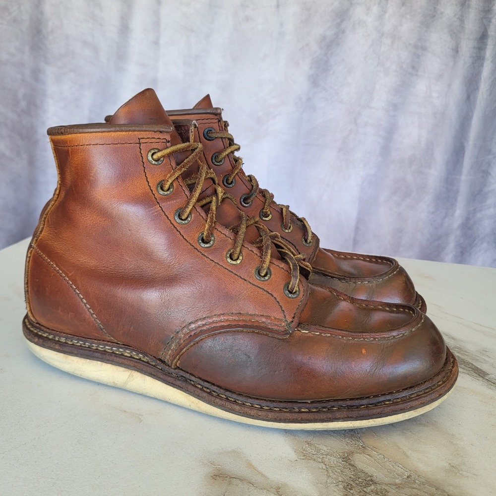 Red Wing Size 9 D 1907 Heritage Moc Toe Boots Men's Tan Brown